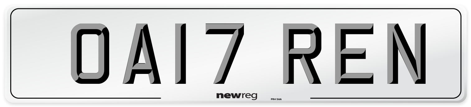 OA17 REN Number Plate from New Reg